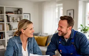 Husägare i möte med dräneringsföretagare